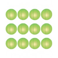 8" Paper Lantern Lime Regular Wire Value Pack (12 PCS).